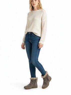 Baretraps suede faux fur ankle winter boots tan beige